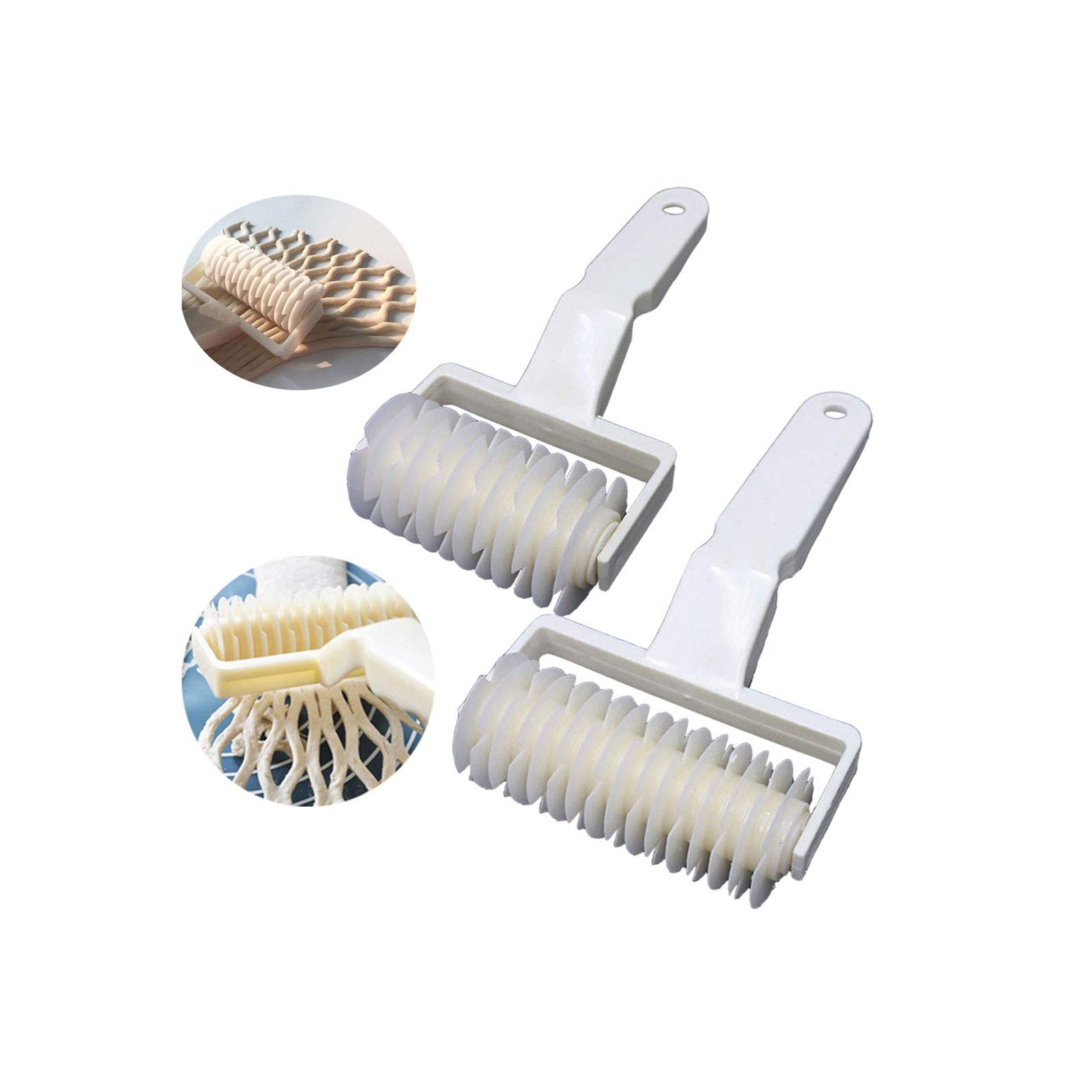 Wenxiaw Lattice Pastry Cutter Roller Cookie Roller Lattice Cutter Kitchen Bakery Tool Pizza Pastry Baking Decorations Craft DIY Baking Tool for Restaurant Bakery, Plastic, 2 Sizes