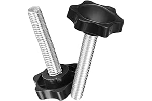 msiori 2 Pack Black 8mm(M8) x 50mm Thread Replacement Star Hand Knob Tightening Screw, Quick Removal Replacement Parts for Umbrella Base Replacement