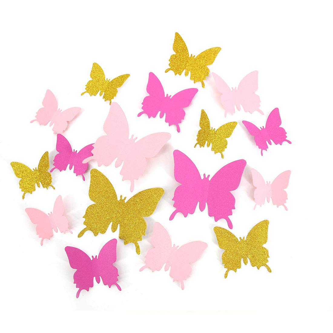Mybbshower Pink Gold 3D Butterfly Wall Stickers 36 pcs Wall