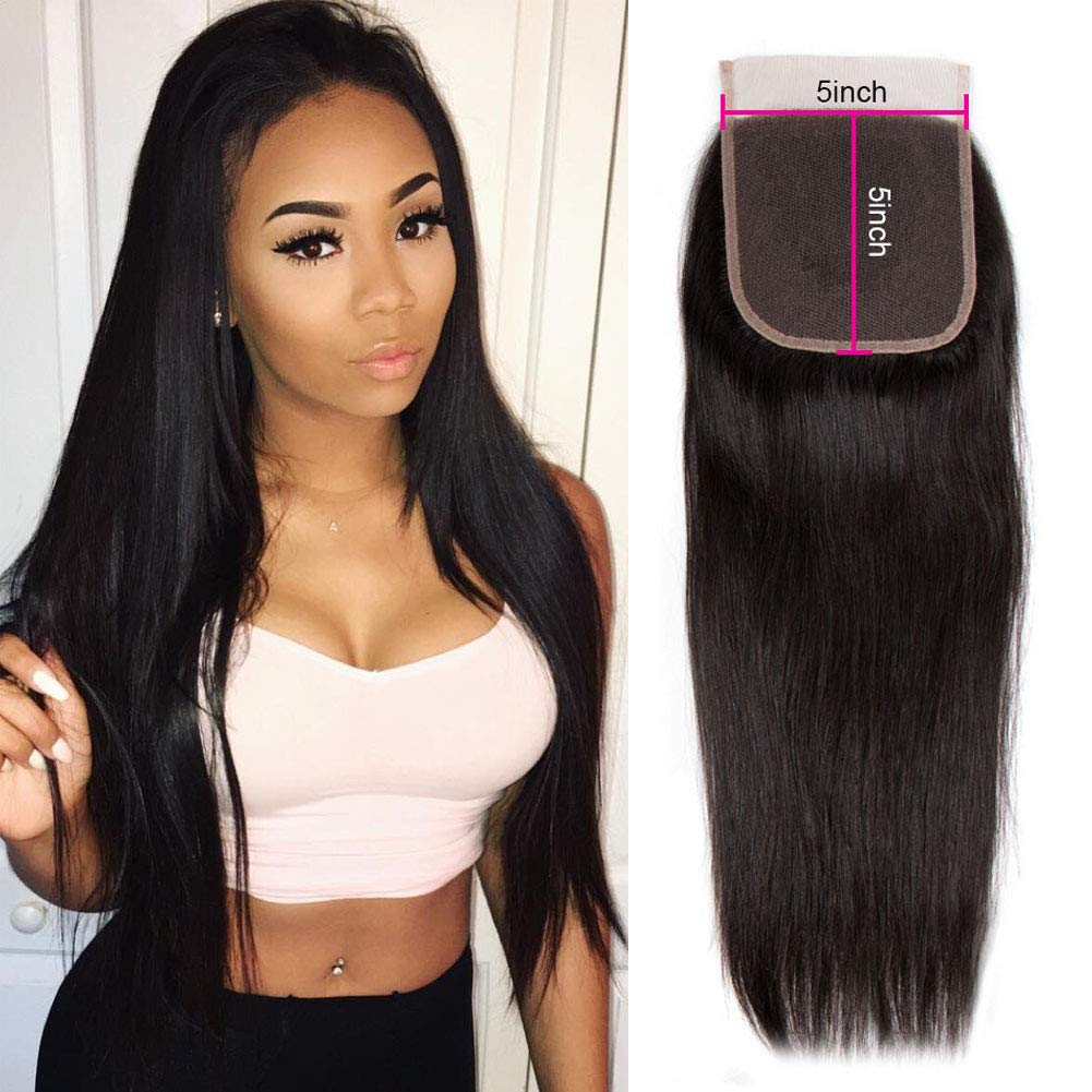 Recool Brazilian Straight Hair Closure 5x5 Inch Unprocessed Virgin