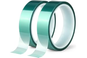 IVICT 2 Roll Polyester High Temperature Masking Tape,PET Tape with Silicone Adhesive,Ideal for Painting,Powder Coating,Anodizing,Circuit Boards(Green,1 inches X 82 Feet