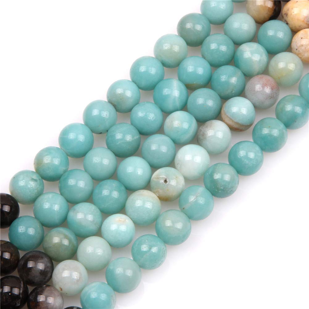 GEM-Inside Natural 8mm Multi-Color Amazonite Round Gemstone Semi Precious Loose Beads for Jewellery Making 15''