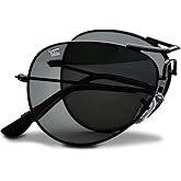 Foldies Polarized Folding Sunglasses – Scratch Resistant Lens Coating – Collapsible Frame – Premium Leather Case – Aviators