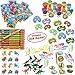 Dinosaur Party Supplies for Boys Girls 316 Piece | Dinosaur Birthday Decorations and Kids Party Favors for 12 Children | Toys, Stickers, Figures, Masks, Tattoos, Stampers | Mr. E=mc² Birthday Supplies