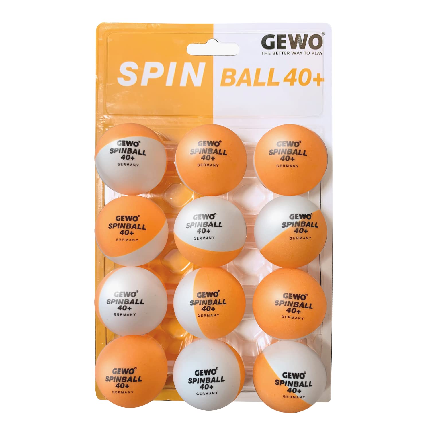 GEWO Spin Balls Table Tennis Balls 40+ - Plastic Table Tennis Balls with Seam - Ping Pong Balls for Spin Training - 12 Training Table Tennis Balls Two-Tone 40+ mm