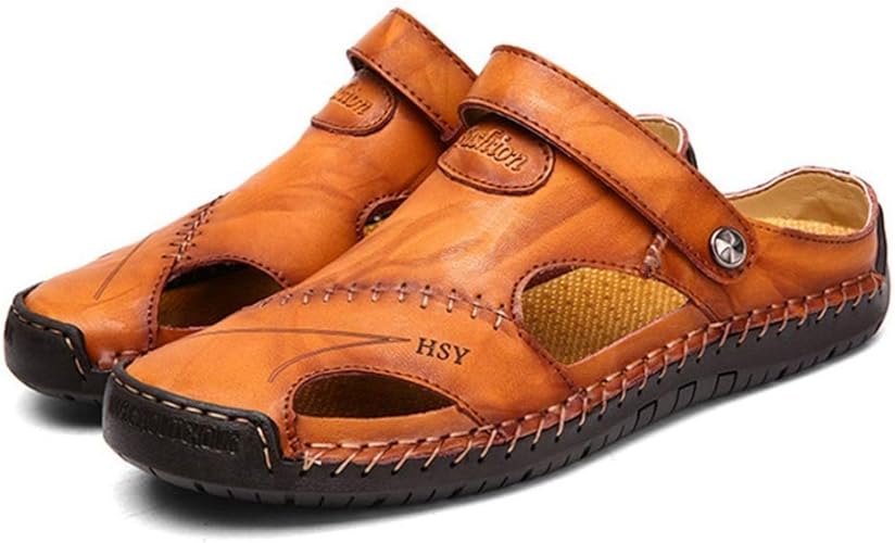 Amazon Dong メンズ サンダル おしゃれ 2wayシューズ スリッパ 夏用 つま先保護 スポーツサンダル ビーチサンダル アウトドア ストラップサンダル レザー 滑り止め 通気性 屈曲性 履きやすい 夏用 オフィス 父の日ギフト プレゼント Dong ビーチサンダル