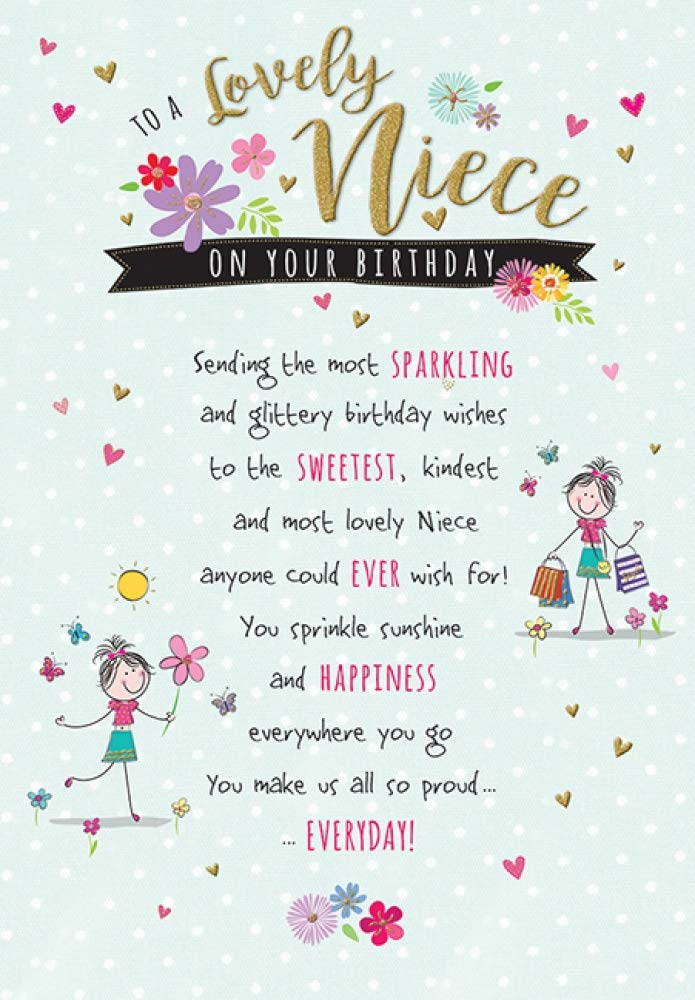 Piccadilly Greetings Birthday Card - To a Lovely Niece on Your Birthday - Sentimental Verse - Foil Finish - for Her