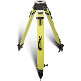 MOETER Heavy Duty Fiberglass Surveying Tripod, Green Fiberglass &amp; Wood Survey Tripod with Dual Clamp, Copper 5/8"x11 Center Screw, Big Round Head for Total Stations, Theodolites, GNSS &amp; Transit