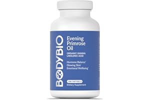 BodyBio Evening Primrose Oil - Natural Gamma Linolenic Acid for Healthy Skin & Hormone Balance - Non-GMO, Cold Pressed, 180 softgels