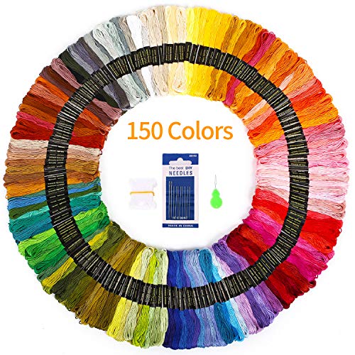   Embroidery Floss 150 Skeins SOLEDI Embroidery Thread Rainbow Colors Cross Stitch Threads for Friendship Bracelets with Embroidery Tools