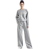SUUKSESS Women Modal Fall 2 piece outfits Oversized Sweatshirt Wide Leg Pants