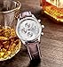 BINGER Men's Date Chronograph Watches and Luminous Numerals (silver dial brown leather strap)