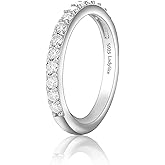 Ladylike Moissanite Wedding Band 925 Sterling Silver Wedding Rings 0.42ct D Color VVS1 Lab Created Half Eternity Stackable Anniversary Rings for Women