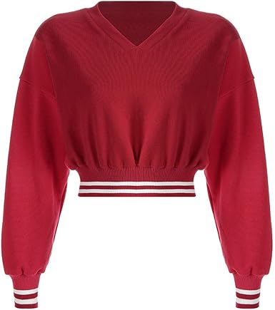 v neck cropped sweatshirt