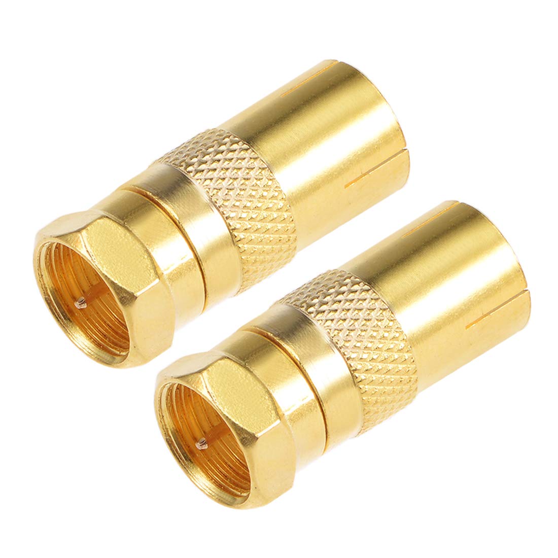 sourcing map F Type Male to PAL Female Golden Tone RF Coaxial Adapter Connector 2pcs