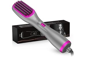 APOKE 3 in 1 Hair Dryer Brush & Straightener Brush, Professional 1200W Powerful Ceramic Tourmaline Ionic Hot Air Brush, 3 Heat/2 Speed Settings One Step Hair Dryer and Styler for All Hair Types
