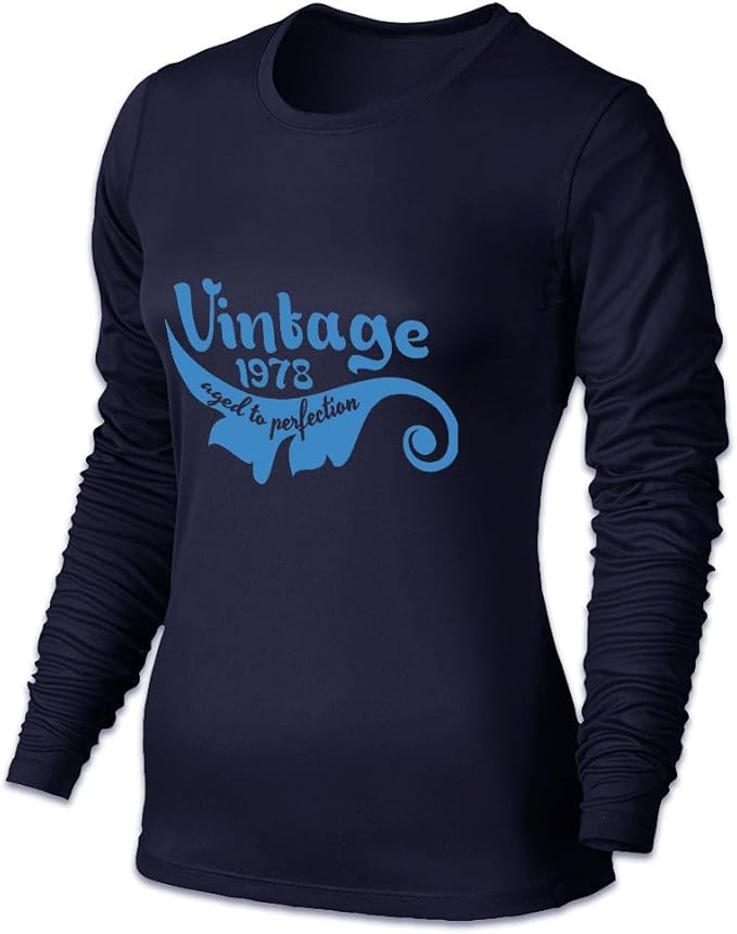 Womens Long Sleeve T Shirts 1978 Navy XXLarge at Amazon Womenâs Clothing store