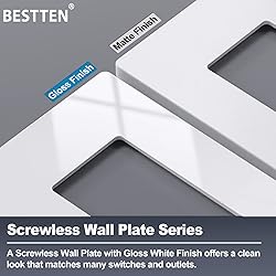 BESTTEN 5-Gang Screwless Wall Plate, Decorator