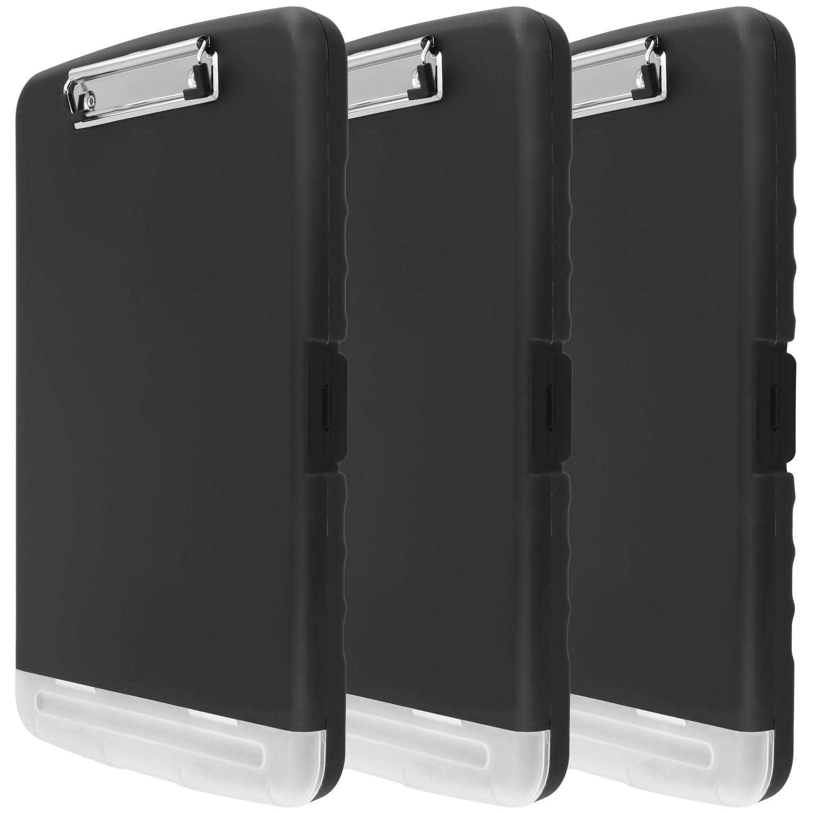 DAKFOOK 3 Pack A4 Plastic Clipboard with Storage, Black A4 Clipboards Folder with Separate Pen Compartment, Portable Clipboard for File Store