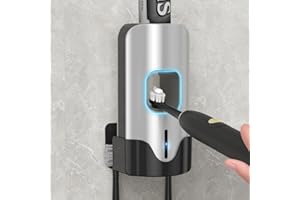 TUCAO Automatic Toothpaste Dispenser Wall Mounted - Smart Touchless Toothpaste Squeezer with 3 Adjustable Levels, 2 Toothbrush Holders- for Kids and Adults, Bathroom Essentials