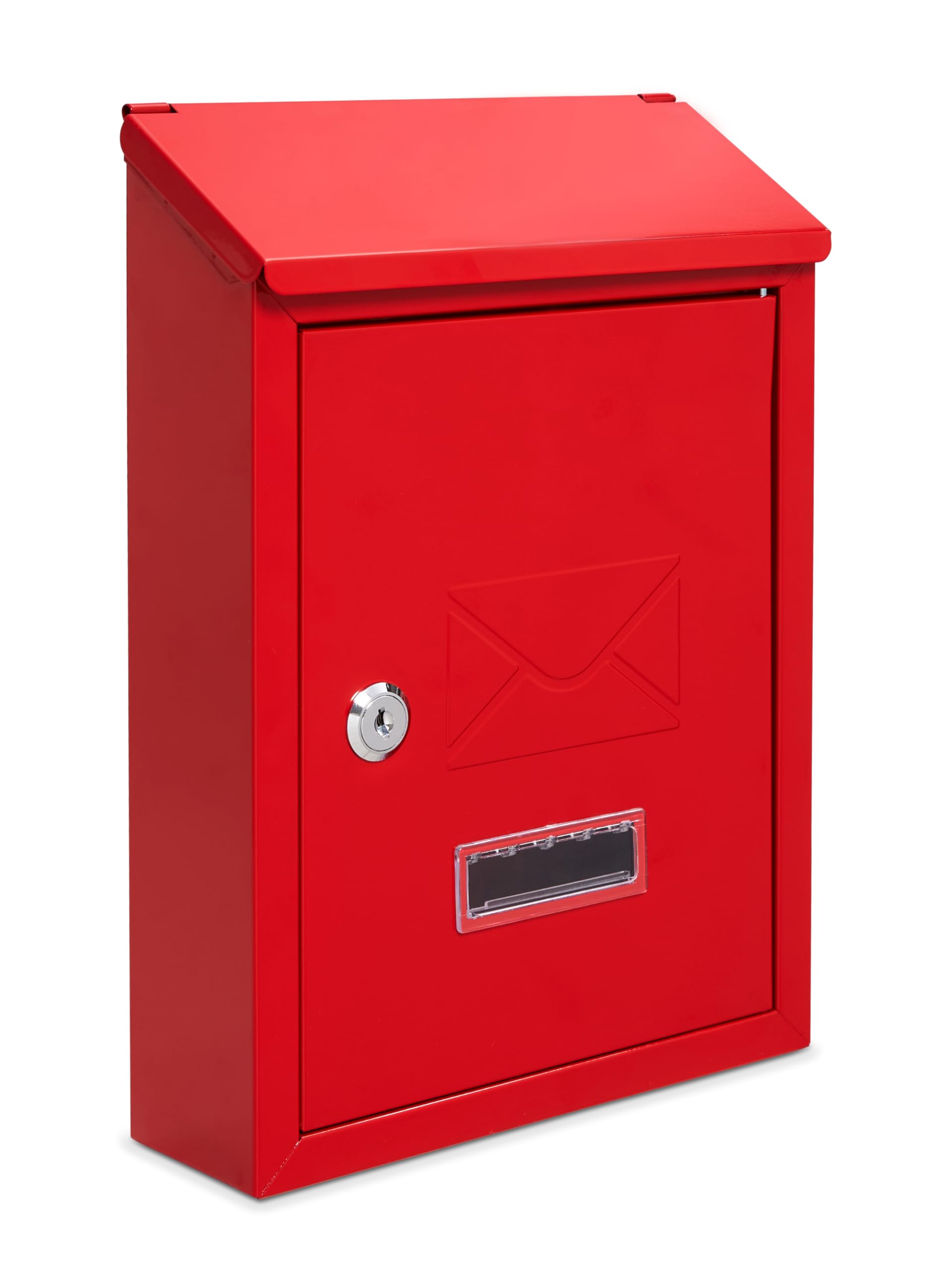 Assorted Collections Wall Mounted Post Box, Lockable Mailbox with 2 Keys, Weatherproof Letterbox, Easy To Install 21x30x7cm (Red)