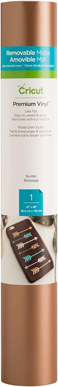 CricutPremium Vinyl Removable for All Cricut Cutting Machines, No Residue Vinyl for DIY Crafts, Wall Decals, Stickers, in-House Decor and More, Suntan