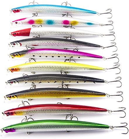 HappyFishing 10pcs/lot Large Plastic Minnow Sea Fishing Lures Bass CrankBait Tackle with 3 Hooks 7.1inch 0.91oz