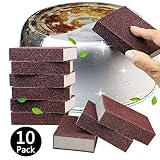 Esoca Carborundum Sponges Elite Emery Sponge Pots Cleaning Pads Carborundum Brush Rust Sand Scrubbers for Kitchen Cleaning Scouring Pads (10 Pack)