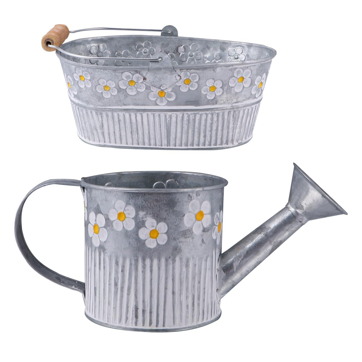 BESPORTBLE 1 set Vintage Bucket Pot Antique Pail Gardening Home Decor Galvanized Outdoor Planter Rustic Plant Bucket