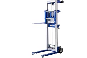ELOMBR 122" Material Lift Winch Stacker, 400 lbs Capacity Manual Material Lifts, Fixed Straddle Material Lifter, Hand Winch Lift Trucks for Warehouse, Factory, Lightweight, 34.60" L x 24.80" W
