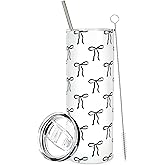 FYSUIMU 1Pc Black Bow Tumbler with Straw Lid 20Oz Cute Bowknot Stainless Steel Travel Coffee Tumbler Cup Boxed for Coquette Birthday Party Favors Supplies