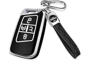 MILD EAST for Volkswagen Key Fob Cover with Keychain, Sliver Edge Key Case Holder for VW Atlas Alltrack Jetta Passat Tiguan, Black