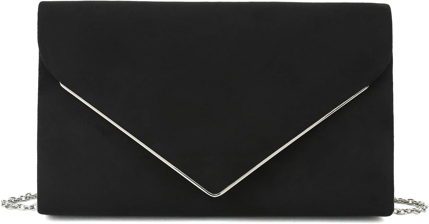 CHARMING TAILOR Faux Suede Clutch Bag Elegant Metal Binding Evening Purse for...