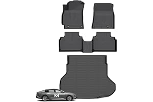 Wayhigh-for 2025 Kia K4 (Only Sedan) All Weather Floor Mats and Cargo Liner Set TPE Car Mats Heavy Duty Rubber Floor Liners for K4 Accessories