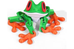 FXIAOY 3D Printed 7.92-inch Magnet Frog Toy, Articulated 3D Printed Animals Toys, Can be Used for Refrigerator/Car Decoration. (Green+White)