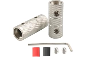 TIALECCI 4Gauge Butt Connectors Brass 4GA Wire Splice Car Wire Connection 4AWG Cable Coupler 2PCS with Dual Wall Shrink Tubing