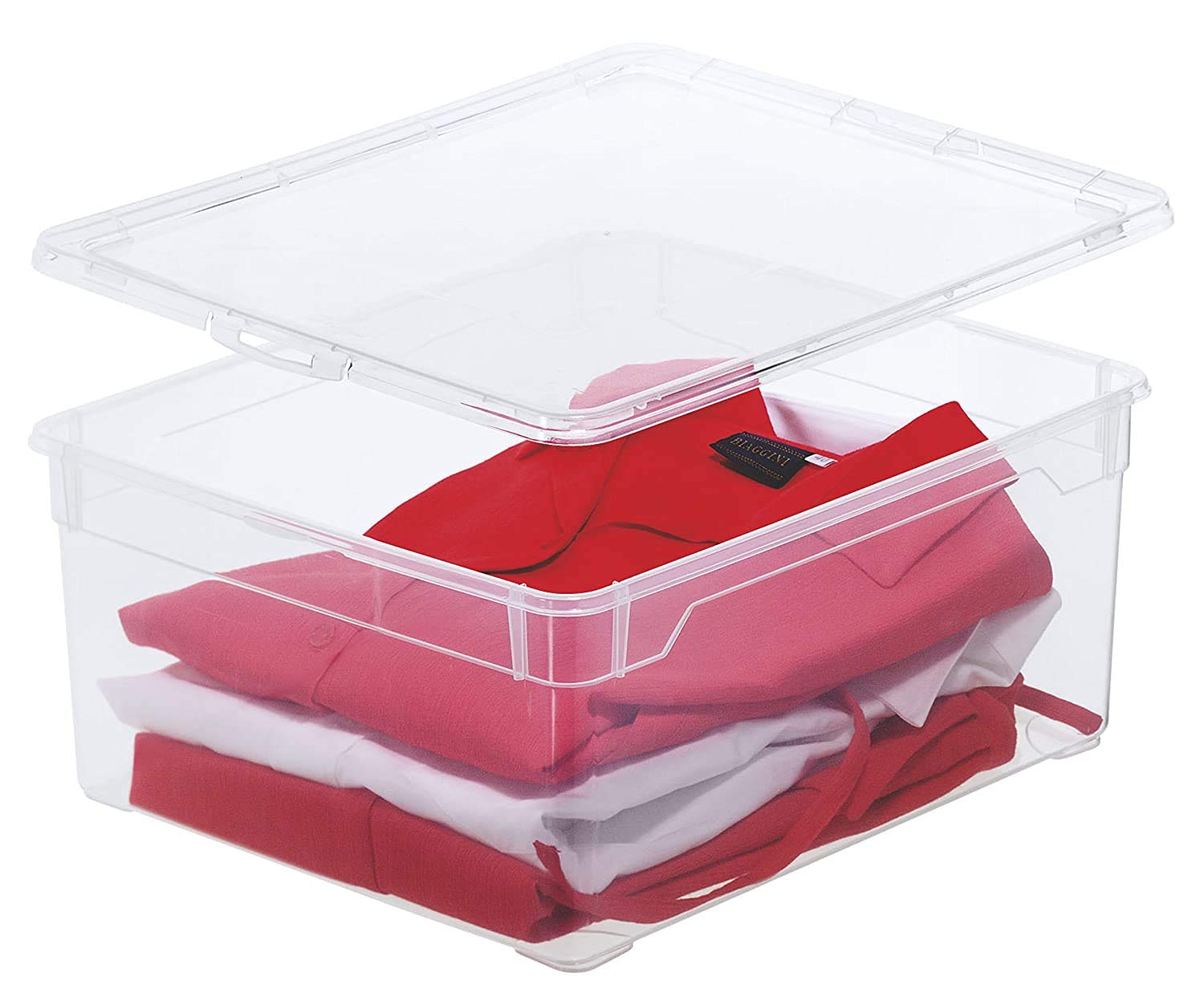 Rotho, Clear, Storage box 18 l with lid, Plastic (PP) BPA-free, transparent, 18l (40,0 x 33,5 x 17,0 cm)
