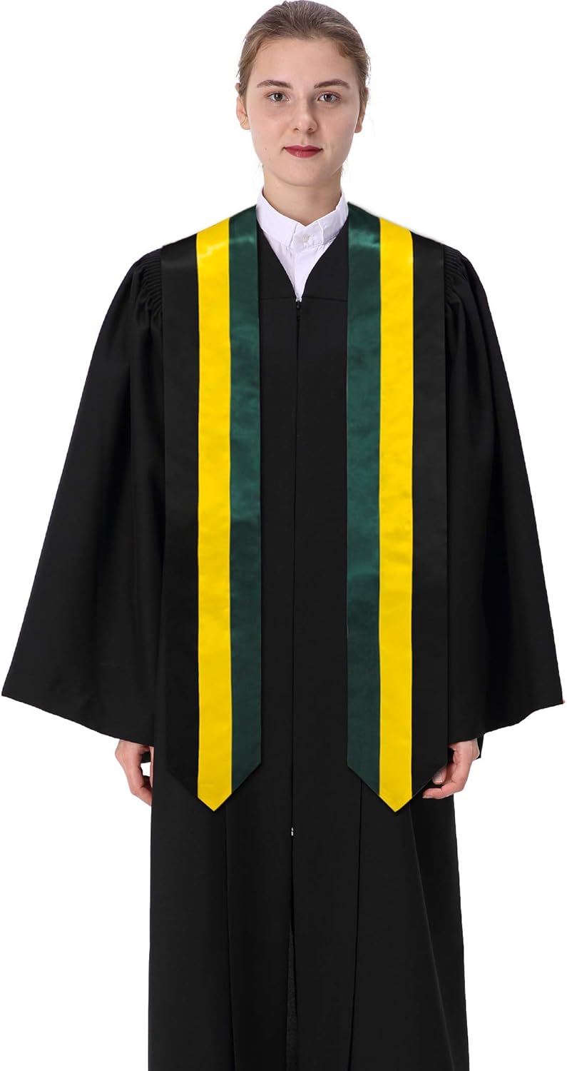 GraduationMall Jamaica Flag Graduation Stole Embroidery Sash for International Students 72" in Length: Clothing