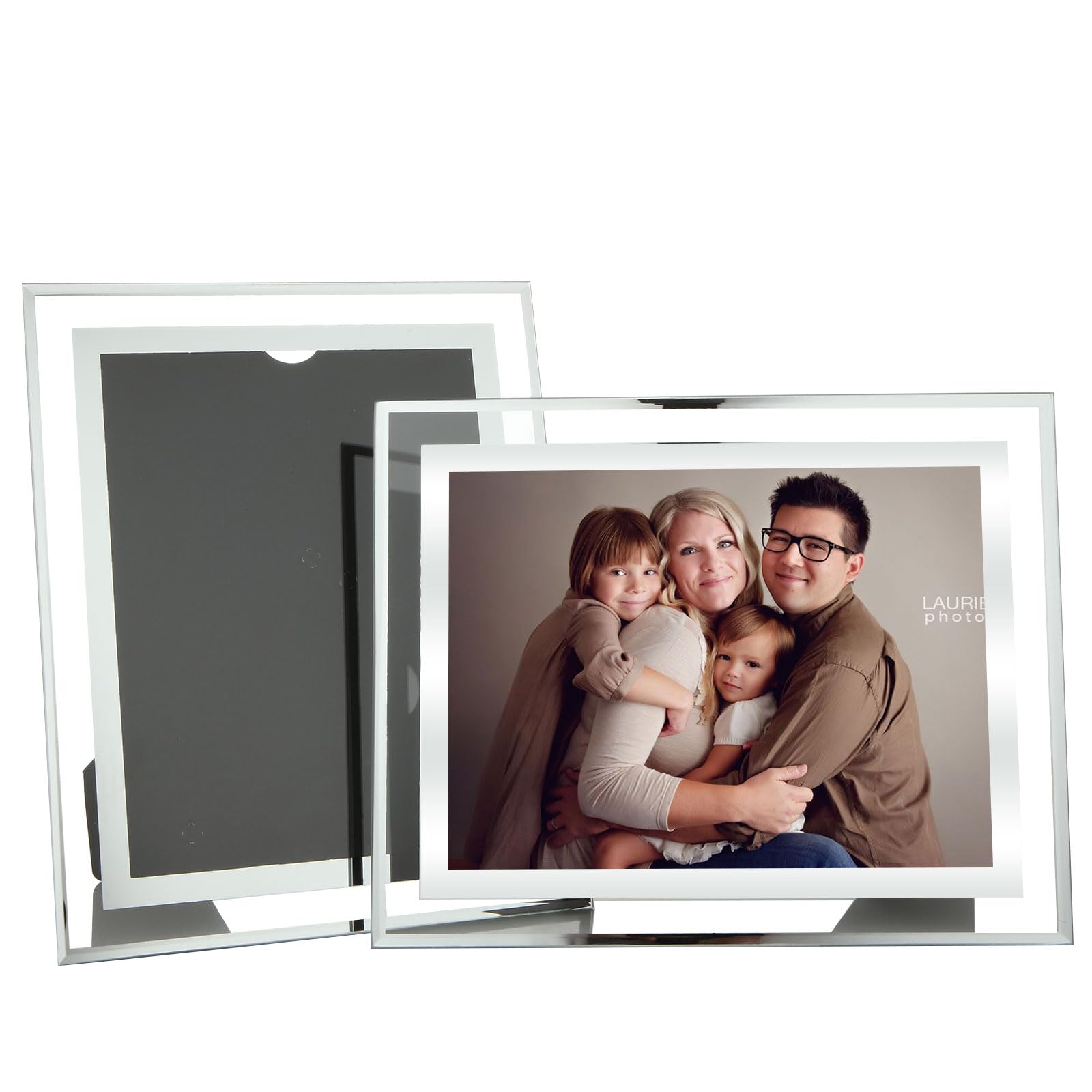 ASelected 2PCS 6X8 Glass Picture Photo Frames For Wedding Photos, Family Photos And Home Decoration, Freestanding, Portrait Or Landscape Display, color: Silver