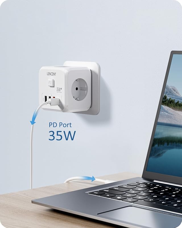 Presa Mutlpla USB a Cubo con Ricarica Rapida PD35W Multipresa 4000W