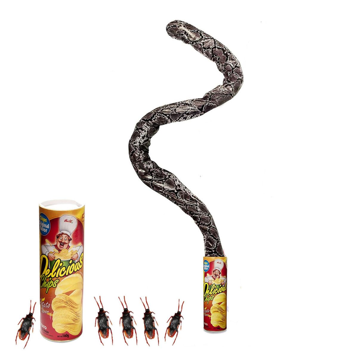 Potato Chip Snake Can Snake Joke Toys Funny Spring Snake Can Jumping Snake for Prank Props as April Fool's Day Gift or Party Decoration