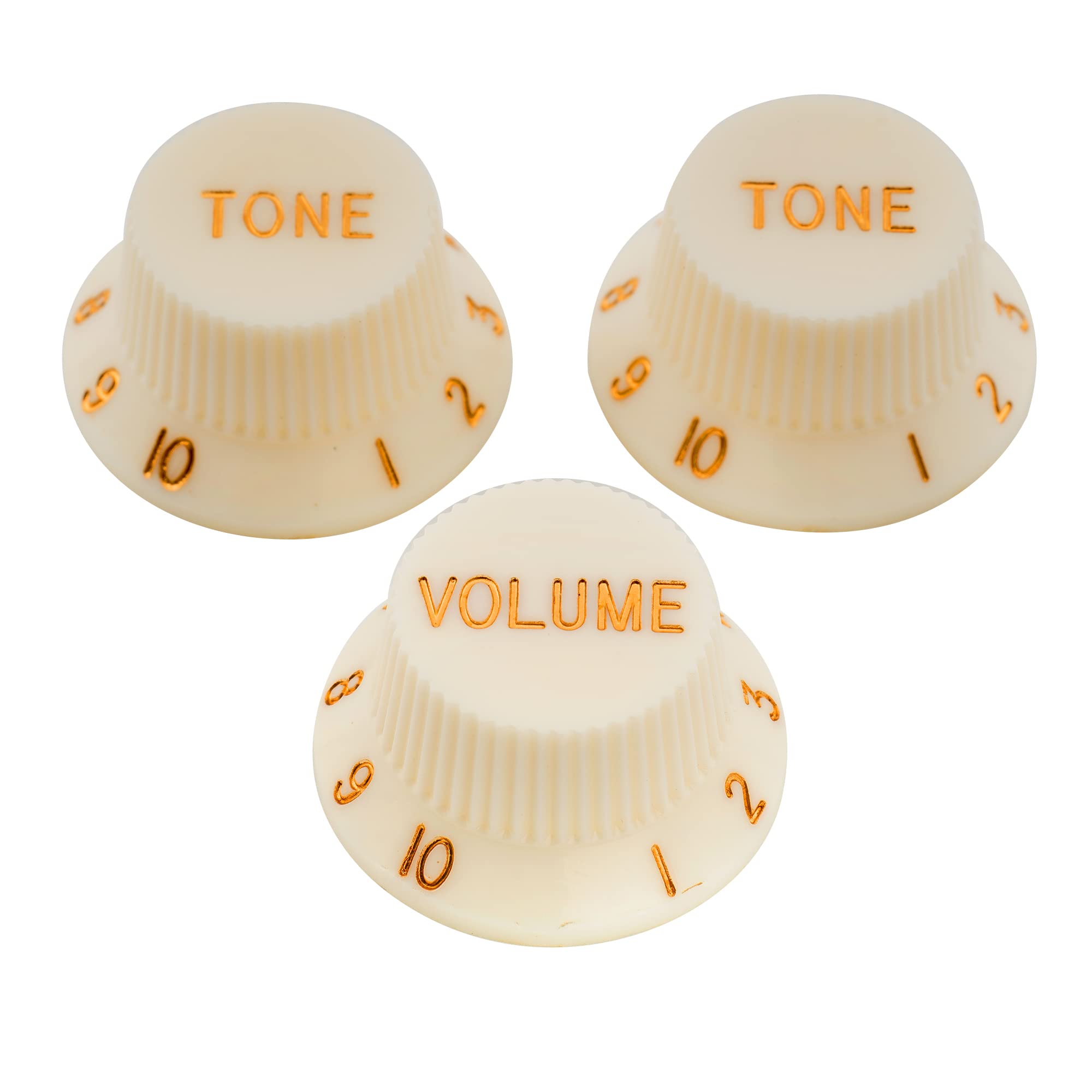 Musiclily Pro Inch Strat Knobs 1 Volume 2 Tone Control Knobs Set for USA Strat Stratocaster Style Electric Guitar, Parchment(Set of 3) — image 1