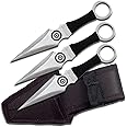 Perfect Point PP-028-3BK Throwing Knife Set with Three Knives, Silver Blades, Black Cord-Wrapped Handles, 6-1/2-Inch Overall