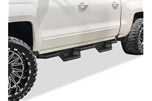 APS Stainless Steel Pocket Steps Running Boards Side Bars Compatible with Chevy Silverado GMC Sierra 1500 2007-2018 Crew Cab & 2500 3500 HD 2019 Crew Cab (Exclude 07 Classic)