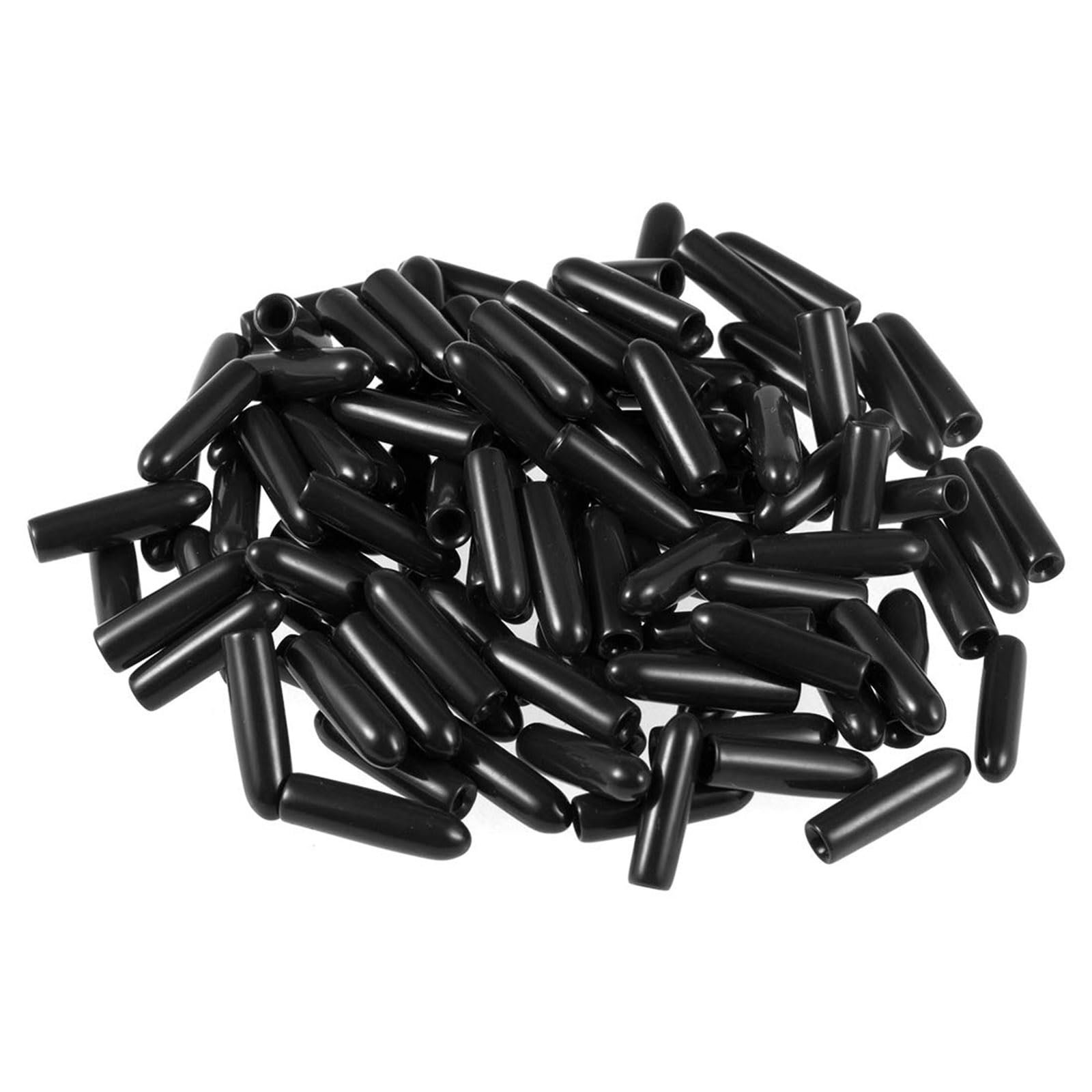 TA-VIGOR 100Pcs Rubber End Caps, 2mm ID Round Flexible Screw End Caps Thread Protectors, Black Vinyl Bolt Covers Rubber Covers for Screws, Tubes, Cables, Wires, etc