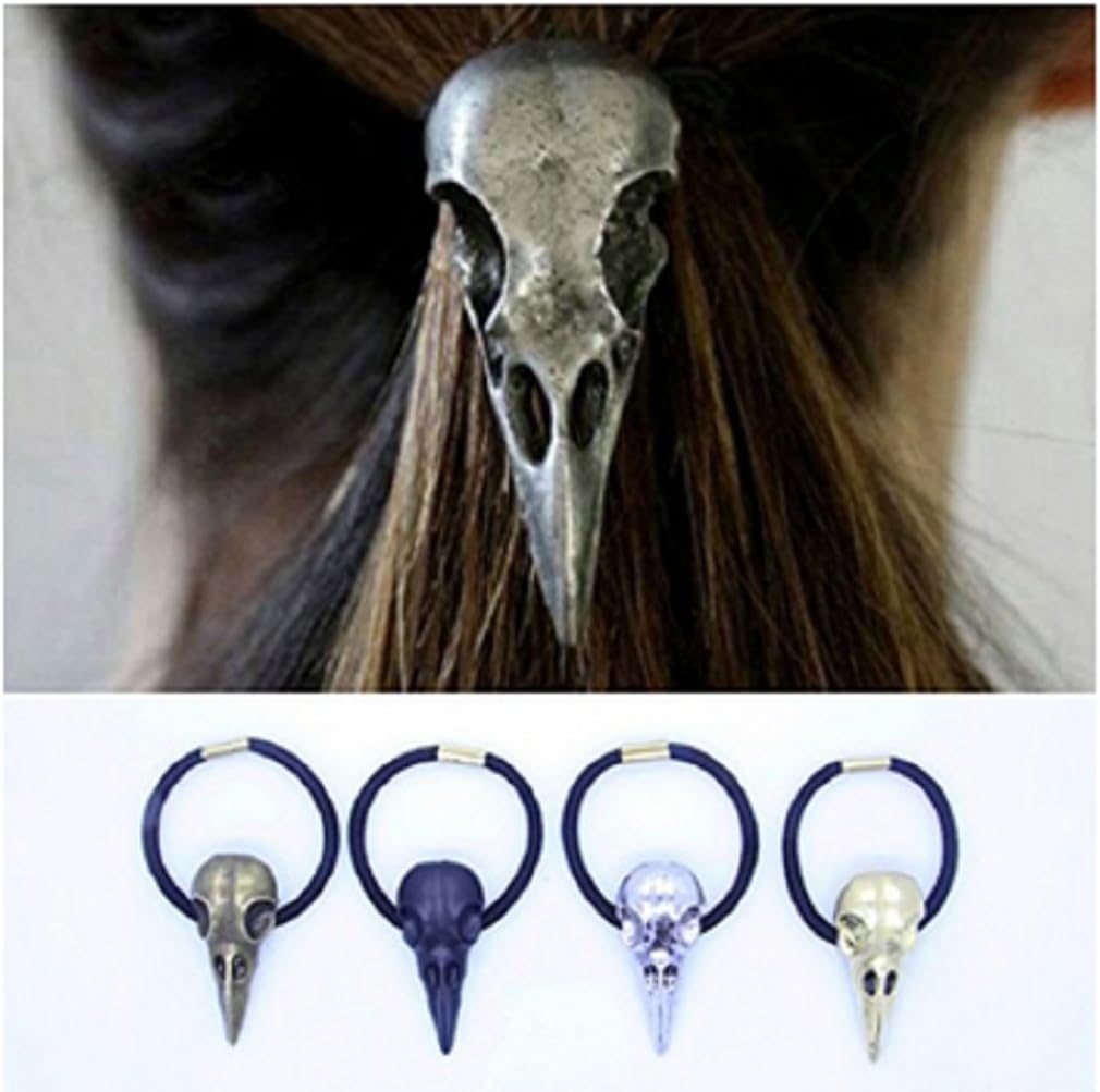Wendingstan skulls Women Girls Hair Tie Rope Rubber Bands Elastic Ponytail Holders Pack of 4 (Black+Golden+Silver+Bronze)