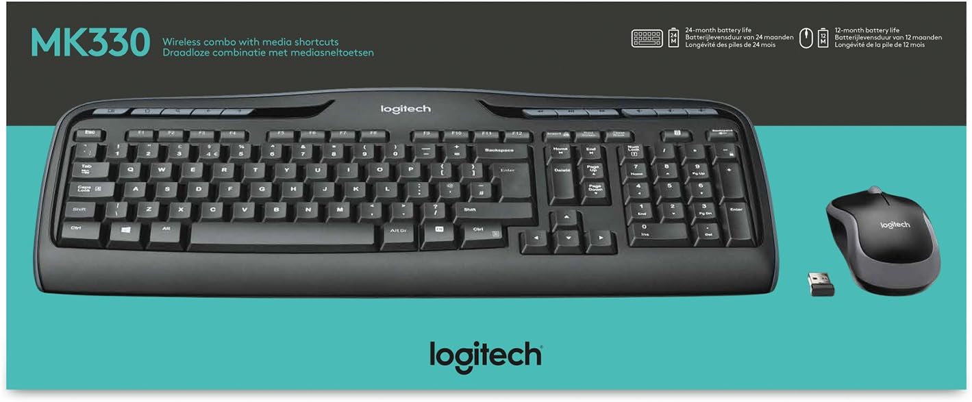 Logitech MK330 Wireless Keyboard and Mouse Combo, QWERTZ German Layout - Black, MK330 + Tastatur - Image 4