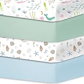 Bimocosy Crib Sheets 4 Pack, Baby Crib Sheets Fitted for Boys and Girls Breathable & Snug Fit, Soft Toddler Bed Sheets for Standard Crib Mattress Nursery Daycare Essentials, Ocean Friends