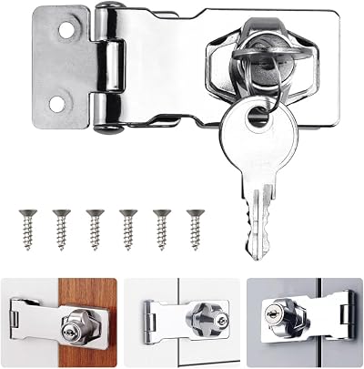 ADERTOS 3 Inch Keyed Hasp Lock with Staple and Keys Heavy Duty Zinc Alloy