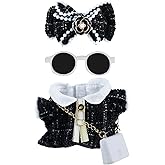 Doll Clothes 15cm Black Outfits for Dolls Elegant Dress Headband Bow Tie Glasses and Bag Exquisite Clothes Accessories Compatible with Doll (Black Bow)